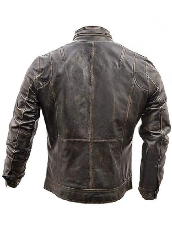 Asal Vision Brown Jackets | Biker Jackets | Men’s Biker Slim Fit Vintage Distressed Jacket Brown