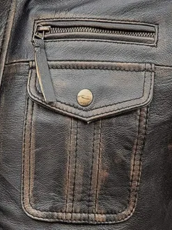 Asal Vision Brown Jackets | Biker Jackets | Men’s Biker Slim Fit Vintage Distressed Jacket Brown