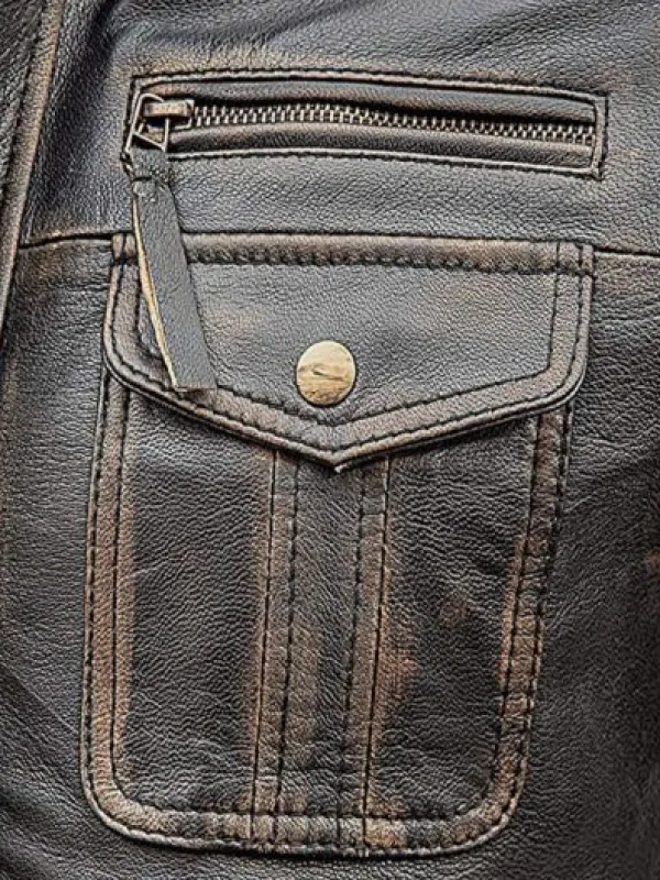 Asal Vision Brown Jackets | Biker Jackets | Men’s Biker Slim Fit Vintage Distressed Jacket Brown