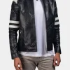 Asal Vision Black Jackets | Cafe Racer Jackets | Mens Biker Leather Jacket Black and White