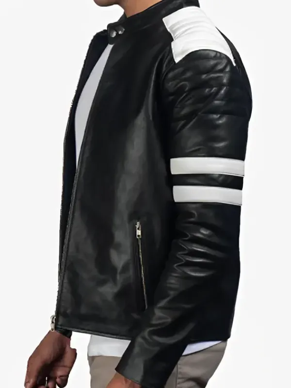 Asal Vision Black Jackets | Cafe Racer Jackets | Mens Biker Leather Jacket Black and White