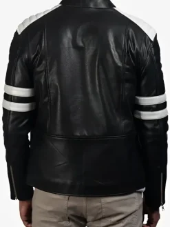 Asal Vision Black Jackets | Cafe Racer Jackets | Mens Biker Leather Jacket Black and White