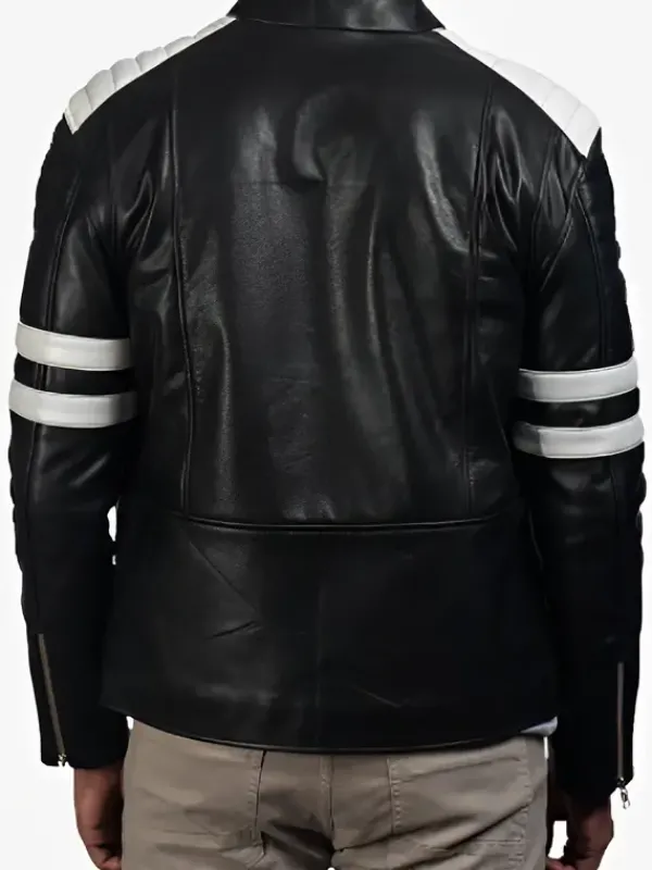 Asal Vision Black Jackets | Cafe Racer Jackets | Mens Biker Leather Jacket Black and White