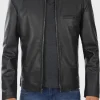 Asal Vision Black Jackets | Cafe Racer Jackets | Men’s Cowhide Leather Jacket Black