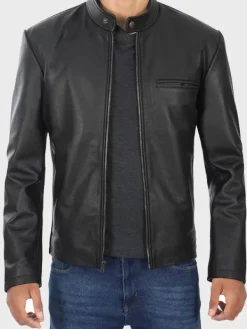 Asal Vision Black Jackets | Cafe Racer Jackets | Men’s Cowhide Leather Jacket Black