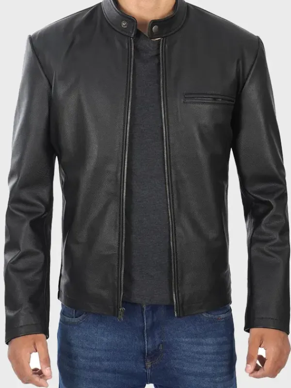 Asal Vision Black Jackets | Cafe Racer Jackets | Men’s Cowhide Leather Jacket Black