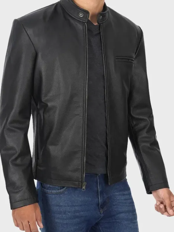 Asal Vision Black Jackets | Cafe Racer Jackets | Men’s Cowhide Leather Jacket Black