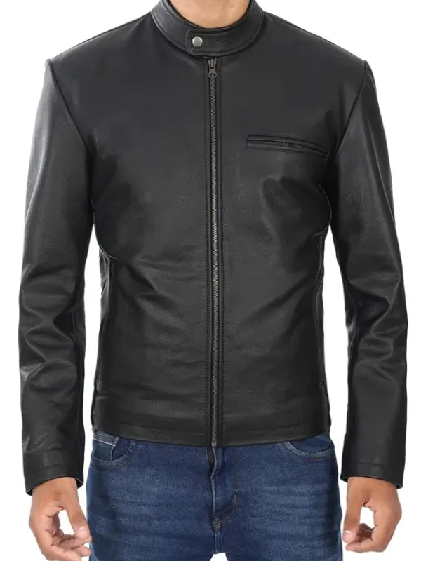 Asal Vision Black Jackets | Cafe Racer Jackets | Men’s Cowhide Leather Jacket Black