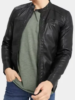 Asal Vision Black Jackets | Cafe Racer Jackets | Mens Leather Moto Jacket​ Black