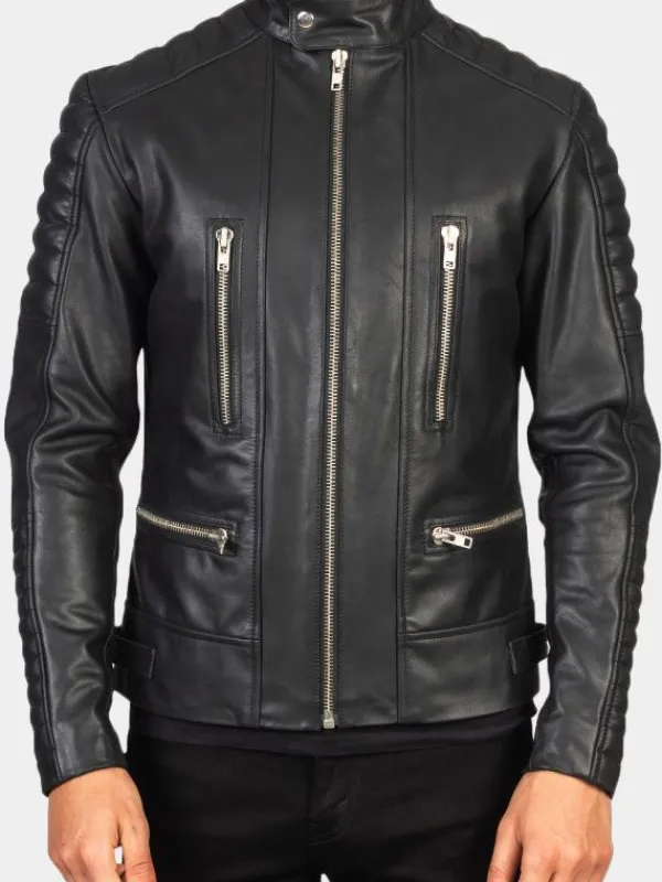 Asal Vision Black Jackets | Biker Jackets | Men’s Padded Biker Leather Jacket Black