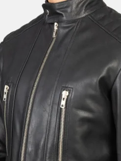 Asal Vision Black Jackets | Biker Jackets | Men’s Padded Biker Leather Jacket Black