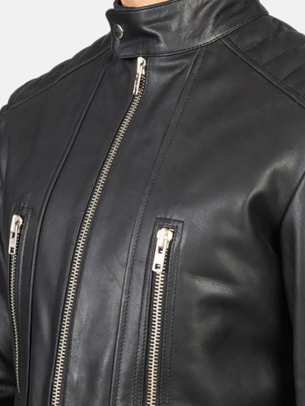 Asal Vision Black Jackets | Biker Jackets | Men’s Padded Biker Leather Jacket Black