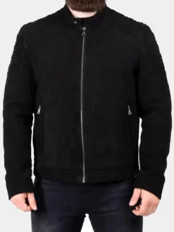 Asal Vision Black Jackets | Suede Jackets | Mens Padded Suede Leather Jacket Black