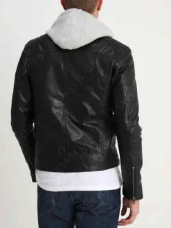 Asal Vision Black Jackets | Cafe Racer Jackets | Mens Removable Hood Cafe Racer Leather Jacket Black