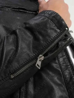 Asal Vision Black Jackets | Cafe Racer Jackets | Mens Removable Hood Cafe Racer Leather Jacket Black