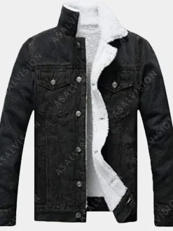 Asal Vision Denim Jackets | Mens Sherpa Lined Denim Jacket Black