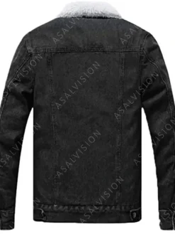 Asal Vision Denim Jackets | Mens Sherpa Lined Denim Jacket Black