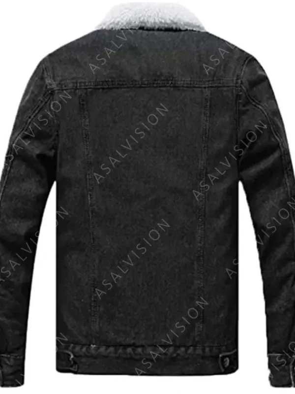 Asal Vision Denim Jackets | Mens Sherpa Lined Denim Jacket Black