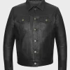 Asal Vision Black Jackets | Trucker Jackets | Men’s Trucker Lambskin Leather Jacket Black
