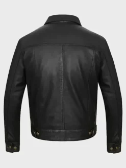 Asal Vision Black Jackets | Trucker Jackets | Men’s Trucker Lambskin Leather Jacket Black