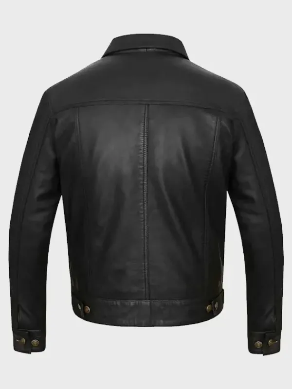 Asal Vision Black Jackets | Trucker Jackets | Men’s Trucker Lambskin Leather Jacket Black