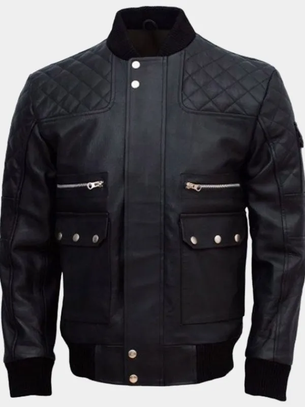 Asal Vision Black Jackets | Quilted Jackets | Men’s Work Wear Leather Bomber Jacket Black