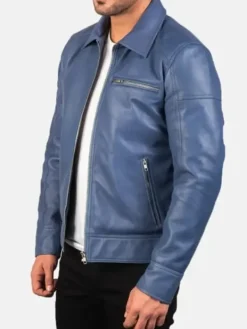 Asal Vision Blue Jackets | Cafe Racer Jackets | Mens Cafe Racer Biker Leather Jacket Blue