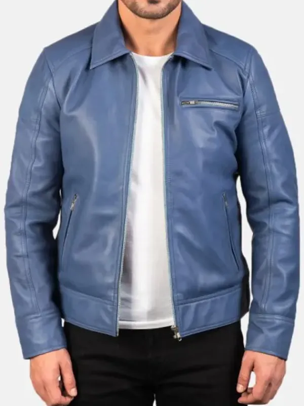 Asal Vision Blue Jackets | Cafe Racer Jackets | Mens Cafe Racer Biker Leather Jacket Blue