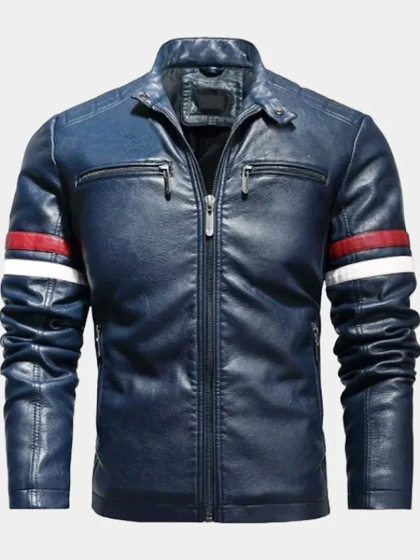 Asal Vision Biker Jackets | Leather Jackets | Men’s Blue Motorcycle Leather Jacket Dark Blue