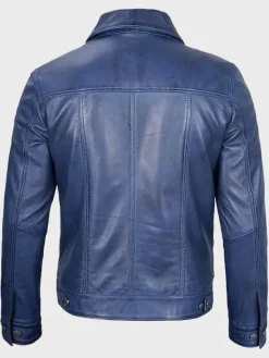 Asal Vision Blue Jackets | Trucker Jackets | Men’s Trucker Leather Jacket Blue