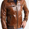 Asal Vision Brown Jackets | Bomber Jackets | Men’s Bomber Goatskin Leather Jacket Brown