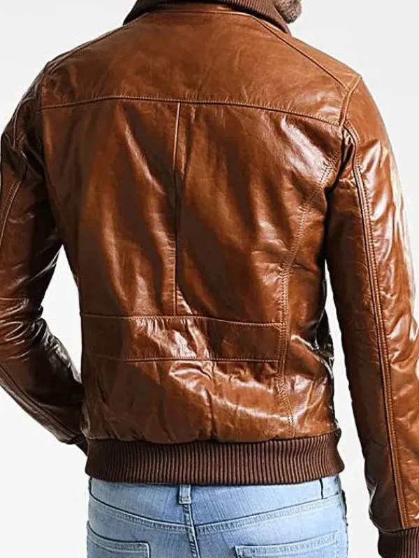 Asal Vision Brown Jackets | Bomber Jackets | Men’s Bomber Goatskin Leather Jacket Brown