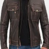 Asal Vision Brown Jackets | Cafe Racer Jackets | Mens Cafe Racer Distressed Leather Jacket Brown