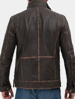 Asal Vision Brown Jackets | Cafe Racer Jackets | Mens Cafe Racer Distressed Leather Jacket Brown