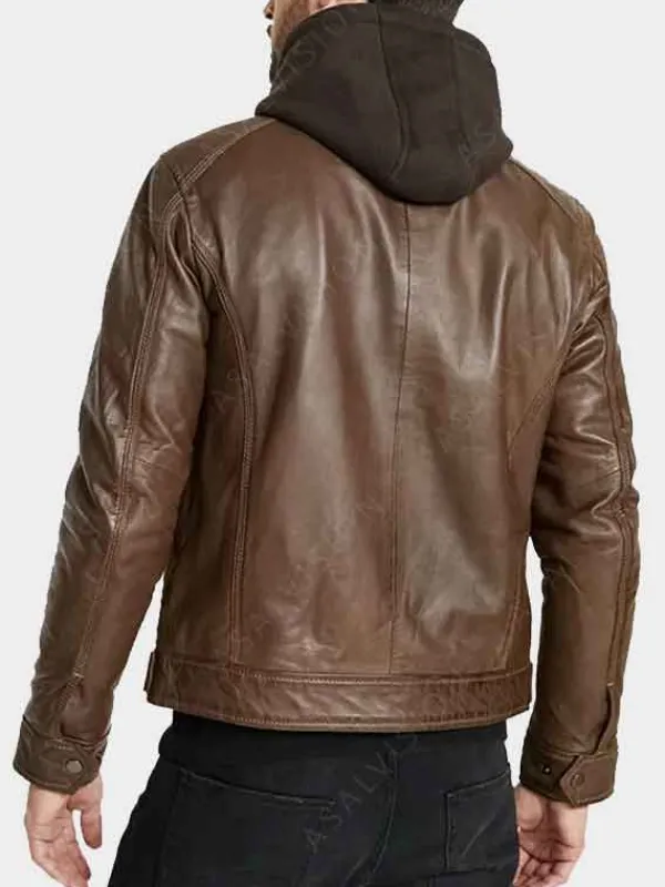 Asal Vision Brown Jackets | Hooded Jackets | Mens Hooded Leather Motorcycle Jacket Brown