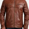Asal Vision Brown Jackets | Cafe Racer Jackets | Mens Quilted Fashion Leather Biker Jacket Brown