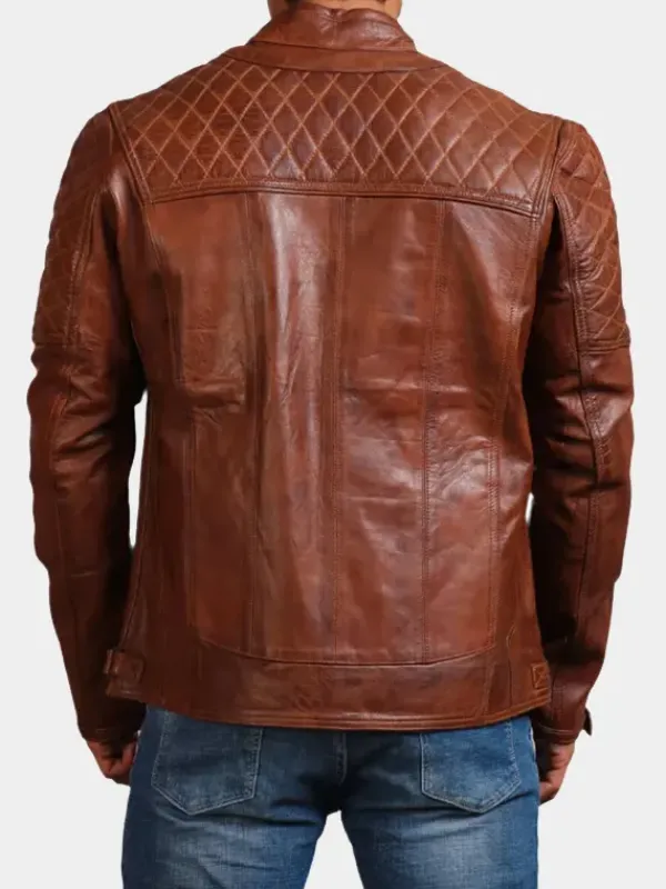 Asal Vision Brown Jackets | Cafe Racer Jackets | Mens Quilted Fashion Leather Biker Jacket Brown