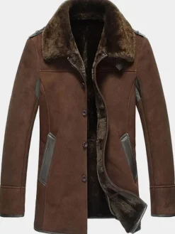 Asal Vision Men Coats | Mens Shearling Reacher Style Coat Brown
