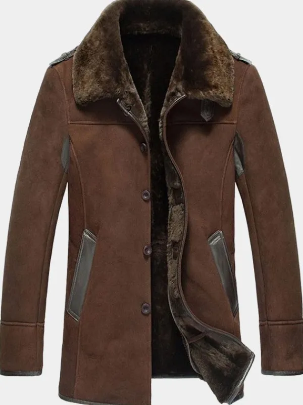 Asal Vision Men Coats | Mens Shearling Reacher Style Coat Brown