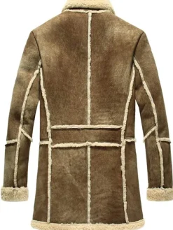 Asal Vision Men Coats | Mens Sheepskin Reacher Style Leather Coat Brown