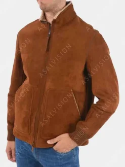 Asal Vision Brown Jackets | Suede Jackets | Mens Sherpa Suede Leather Jacket Brown