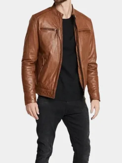 Asal Vision Brown Jackets | Biker Jackets | Men’s Slim Fit Leather Jacket Brown