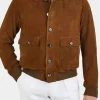 Asal Vision Brown Jackets | Suede Jackets | Mens Suede Leather Bomber Jacket Brown