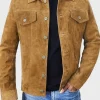 Asal Vision Suede Jackets | Leather Jackets | Men’s Suede Trucker Jacket Brown
