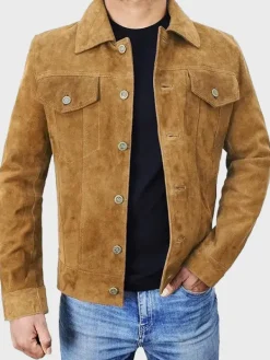 Asal Vision Suede Jackets | Leather Jackets | Men’s Suede Trucker Jacket Brown