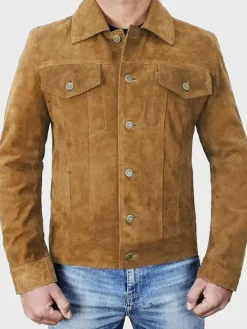 Asal Vision Suede Jackets | Leather Jackets | Men’s Suede Trucker Jacket Brown