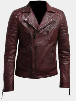 Asal Vision Biker Jackets | Leather Jackets | Mens Biker Jacket Burgundy