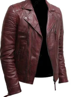 Asal Vision Biker Jackets | Leather Jackets | Mens Biker Jacket Burgundy