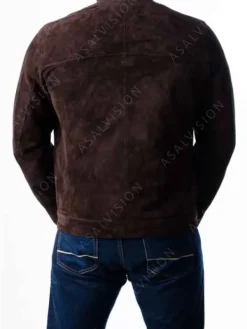 Asal Vision Brown Jackets | Suede Jackets | Mens Buttoned Up Suede Leather Jacket Dark Brown