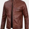 Asal Vision Brown Jackets | Cafe Racer Jackets | Mens Cafe Racer Leather Jacket Brown
